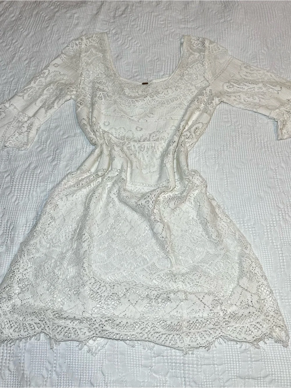 Free People White Lace Overlay Dress